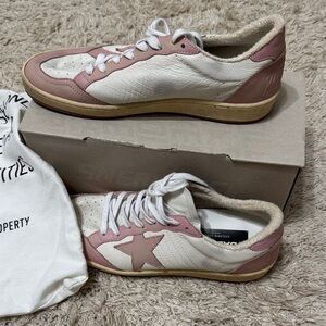 Golden Goose Pink and White Sneakers